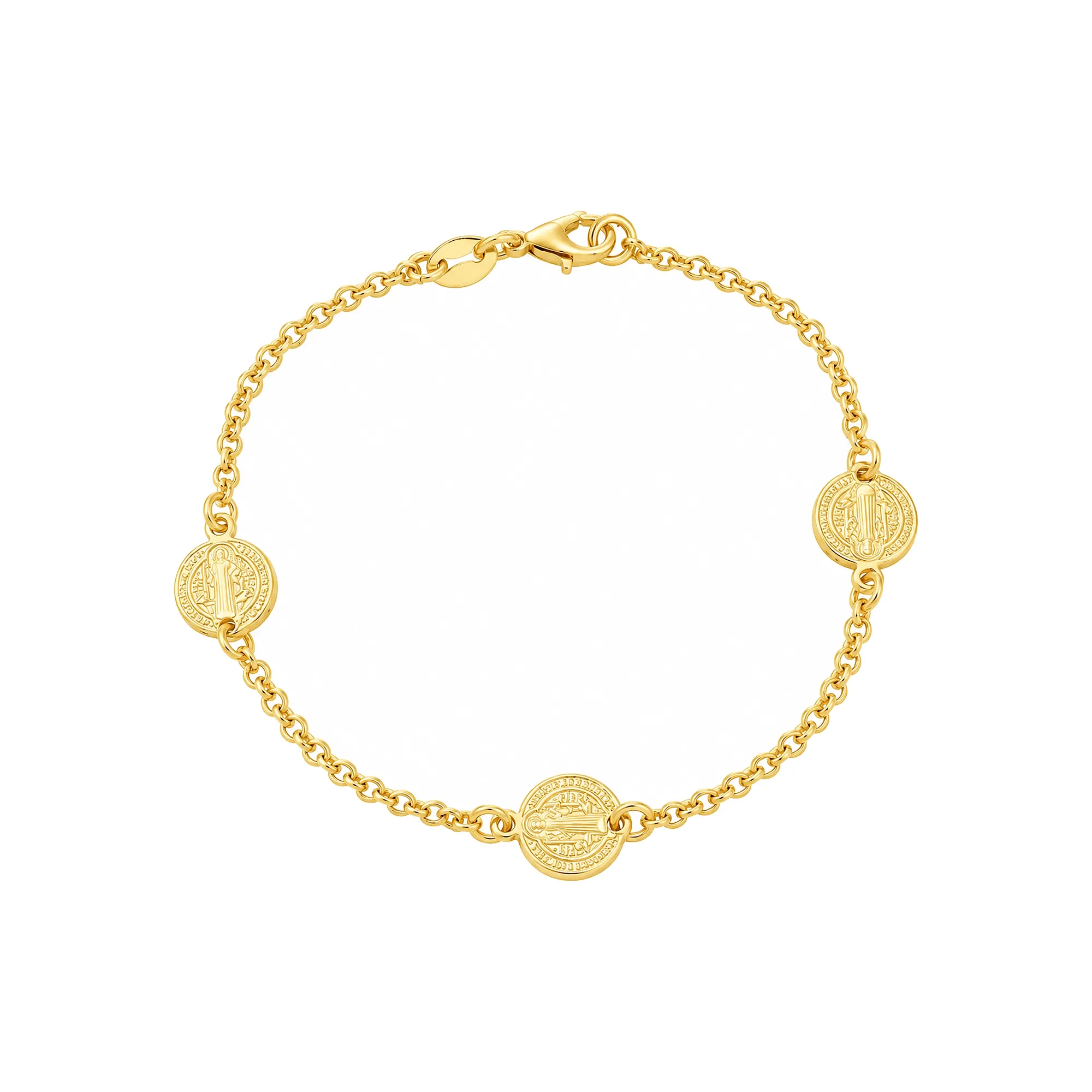 Pulseira Dourada Medalhas Místicas