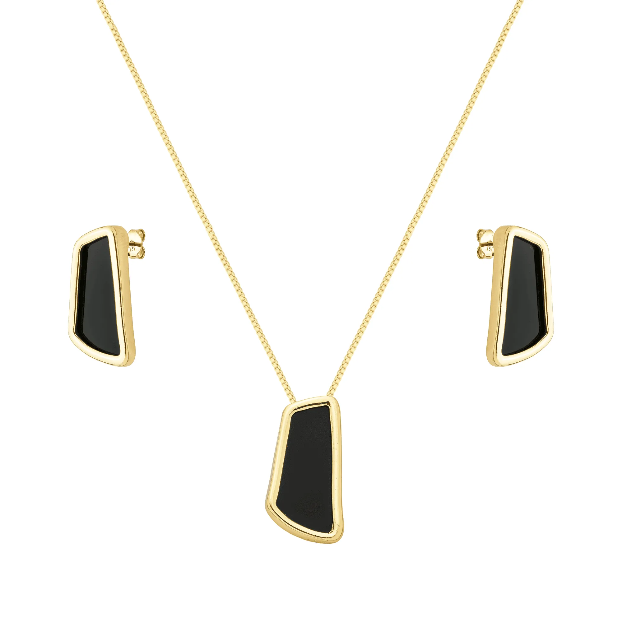 Conjunto Dourado Estilo Orgânico Preto